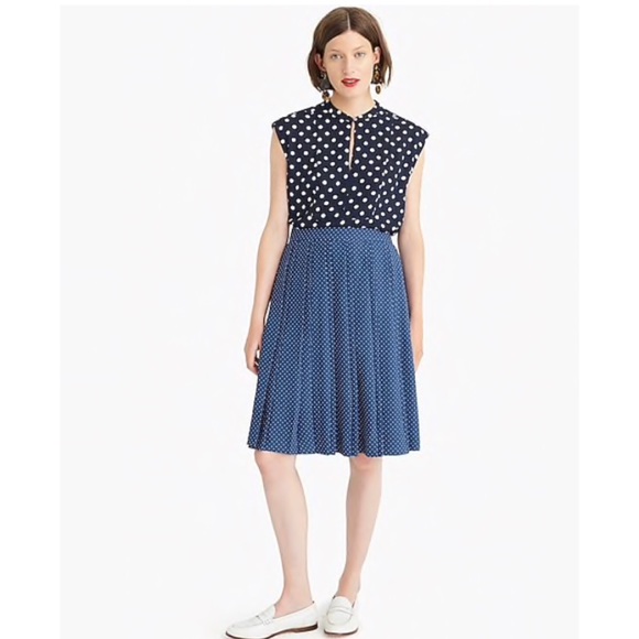 J. Crew Pleated Midi Skirt in Polka Dots - Picture 4 of 8
